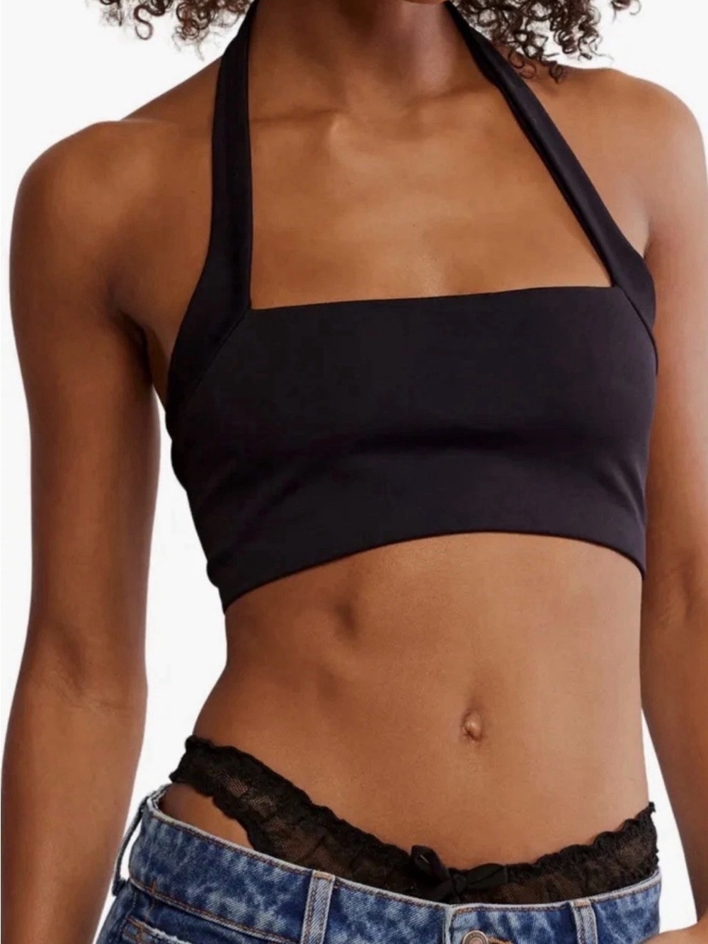 NWT Free People Intimately Margo Seamless Halter Black Convertible Bralette M/L